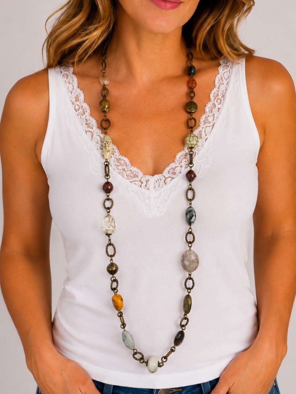 Premier DESIGNS Funky Acrylic Beaded Chain Sweater Necklace